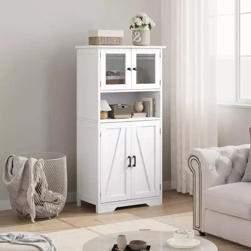 Mobile Contenitore a 4 Ante e 1 Ripiano - Realizzato in MDF e PB | Organizzatore per la Casa Retro