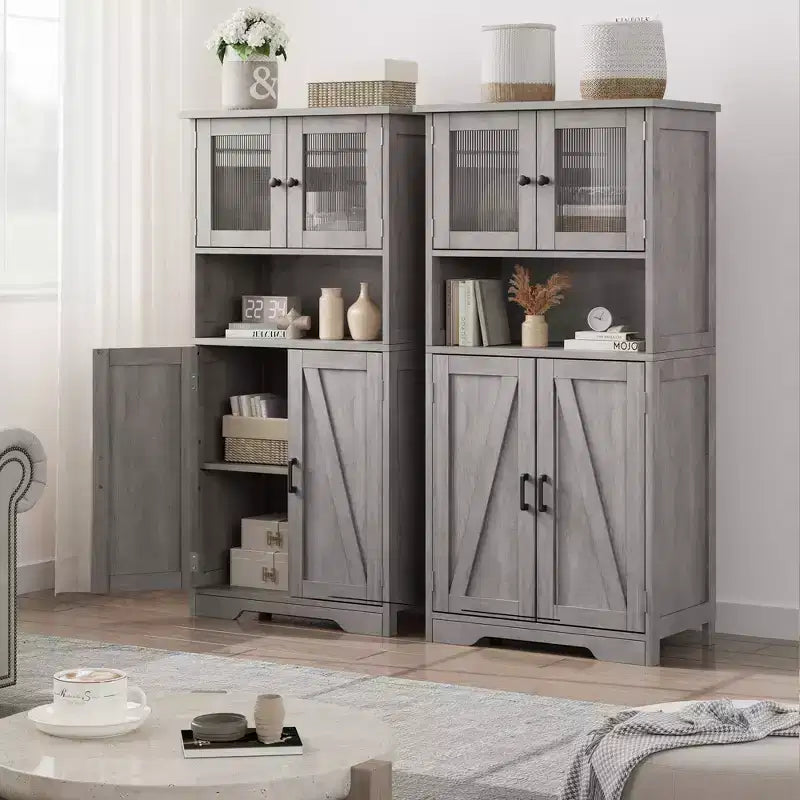 Mobile Contenitore a 4 Ante e 1 Ripiano - Realizzato in MDF e PB | Organizzatore per la Casa Retro