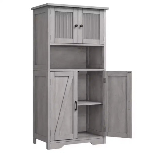 4-Door 1-Shelf Storage Cabinet - Made of MDF & PB | Home Organizer Unit Retro