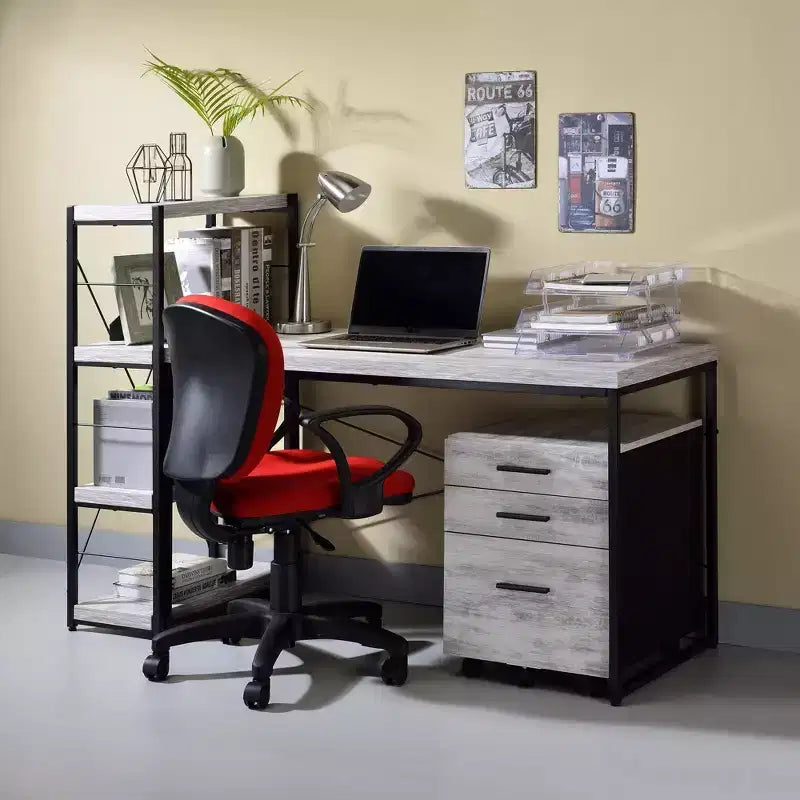 HomeStock Scrivanie per Computer Bianche H 29 pollici con Scaffale Aperto, in PET (Polietilene Tereftalato) Riciclato al 95%