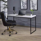 HomeStock Scrivanie per Computer Bianche H 29 pollici con Scaffale Aperto, in PET (Polietilene Tereftalato) Riciclato al 95%
