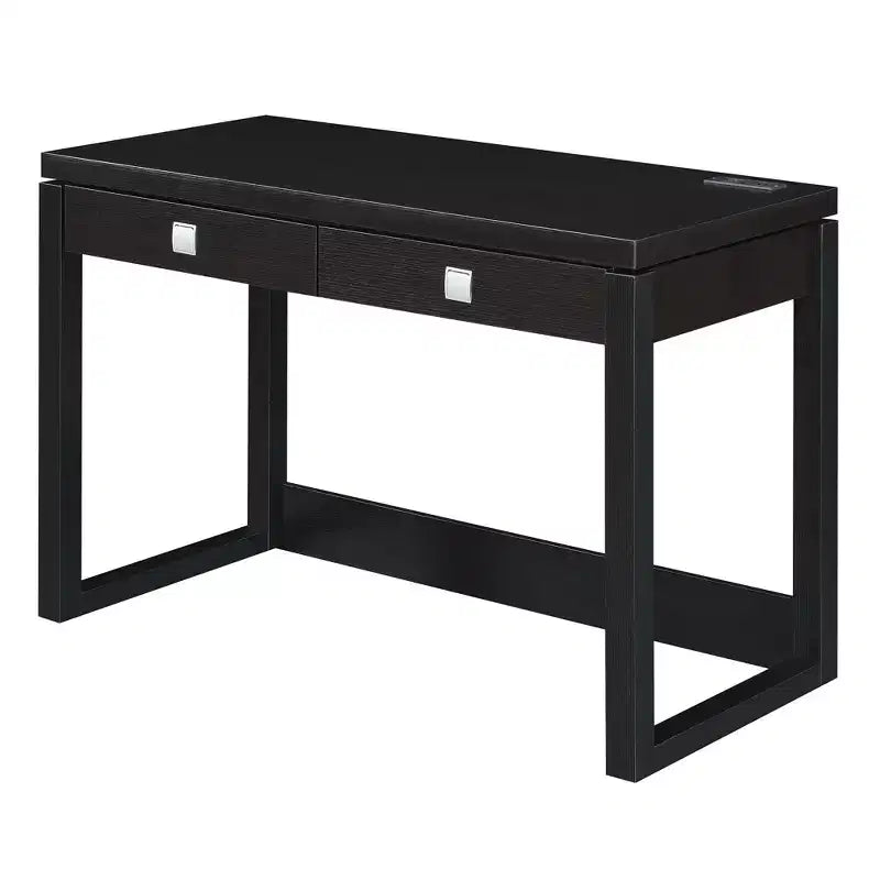 HomeStock Scrivanie per computer in composito di legno di colore nero, altezza 71 cm, con cassetto multiuso