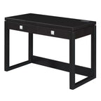 HomeStock Scrivanie per computer in composito di legno di colore nero, altezza 71 cm, con cassetto multiuso