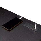 HomeStock Scrivanie per computer in composito di legno di colore nero, altezza 71 cm, con cassetto multiuso