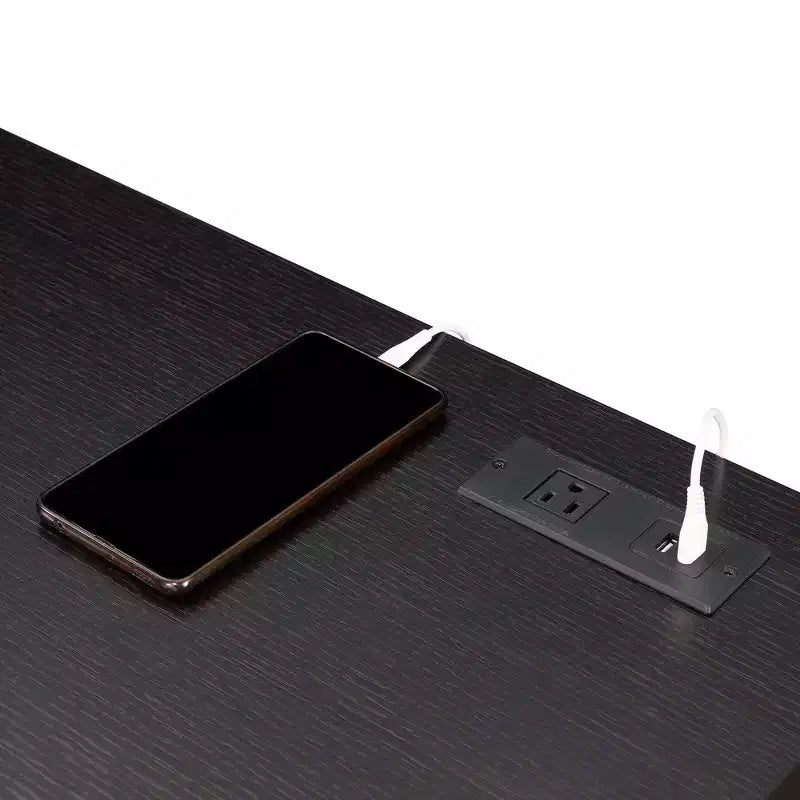 HomeStock Scrivanie per computer in composito di legno di colore nero, altezza 71 cm, con cassetto multiuso