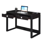 HomeStock Scrivanie per computer in composito di legno di colore nero, altezza 71 cm, con cassetto multiuso