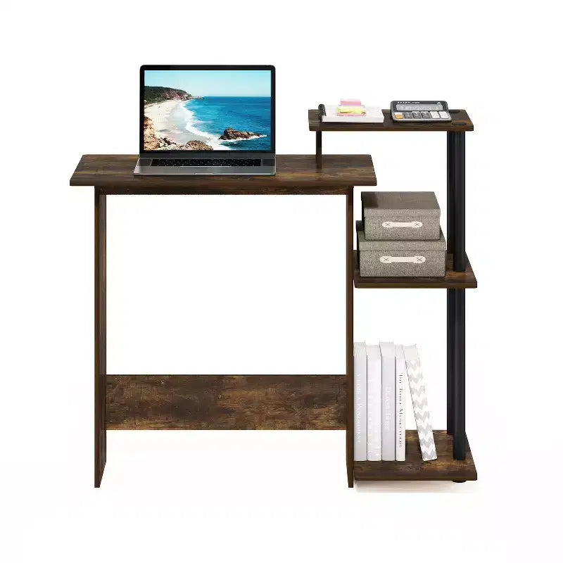 HomeStock Scrivanie da scrittura in legno di pioppo colore oro altezza 76 cm con cassetto portadocumenti