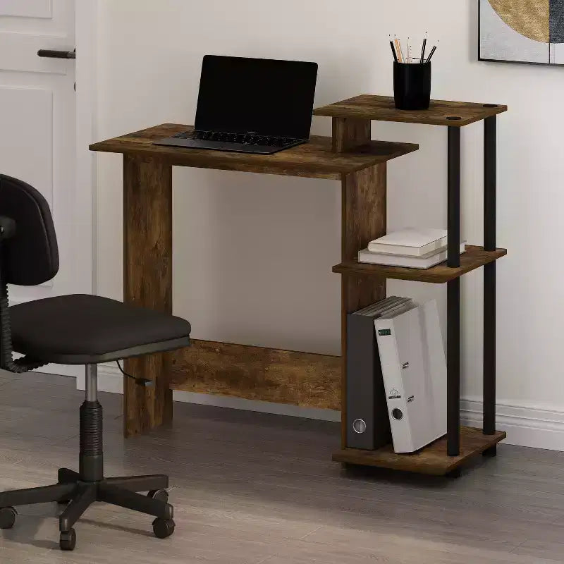 HomeStock Scrivanie da scrittura in legno di pioppo colore oro altezza 76 cm con cassetto portadocumenti