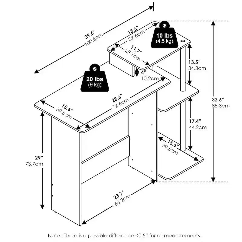 HomeStock Scrivanie da scrittura in legno di pioppo colore oro altezza 76 cm con cassetto portadocumenti