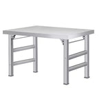 Tavolo pieghevole in acciaio inox - adatto per casa, cucina, sala da pranzo e uso esterno; portata 235 kg; strato singolo senza ripiano inferiore.