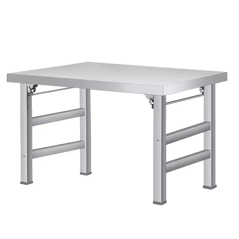 Tavolo pieghevole in acciaio inox - adatto per casa, cucina, sala da pranzo e uso esterno; portata 235 kg; strato singolo senza ripiano inferiore.