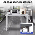 Tavolo pieghevole in acciaio inox - adatto per casa, cucina, sala da pranzo e uso esterno; portata 235 kg; strato singolo senza ripiano inferiore.