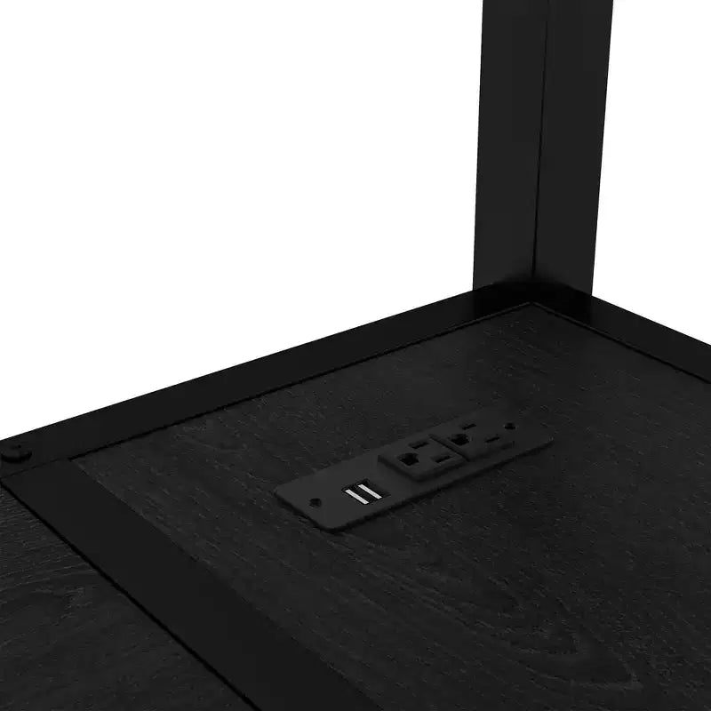 Bellemave Letto a castello full-over-twin con scrivania, luce LED e USB, robusta struttura in metallo, posizionamento multiplo, ripiani portaoggetti, certificazione di sicurezza CPC, nero