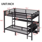 Bellemave Letto a castello full-over-twin con scrivania, luce LED e USB, robusta struttura in metallo, posizionamento multiplo, ripiani portaoggetti, certificazione di sicurezza CPC, nero