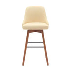 HomeRoots Sgabello da bar girevole in ecopelle crema e legno marrone con gambe in legno massello, 76 cm