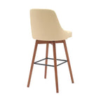 HomeRoots Sgabello da bar girevole in ecopelle crema e legno marrone con gambe in legno massello, 76 cm