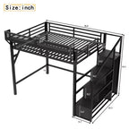 Bellemave Letto a soppalco matrimoniale Queen con scale contenitore, mensole e armadio integrato, struttura con porte USB, design a rumore ridotto, nero