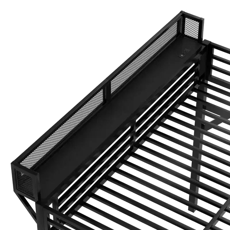 Bellemave Letto a soppalco matrimoniale Queen con scale contenitore, mensole e armadio integrato, struttura con porte USB, design a rumore ridotto, nero