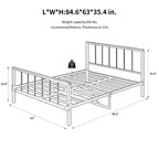 Bellemave Struttura Letto a Piattaforma in Metallo con Testiera e Pediera, Robusta Struttura in Metallo, Non Necessita di Rete a Molle (Queen)