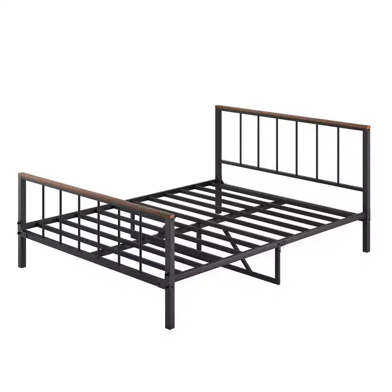 Bellemave Struttura Letto a Piattaforma in Metallo con Testiera e Pediera, Robusta Struttura in Metallo, Non Necessita di Rete a Molle (Queen)