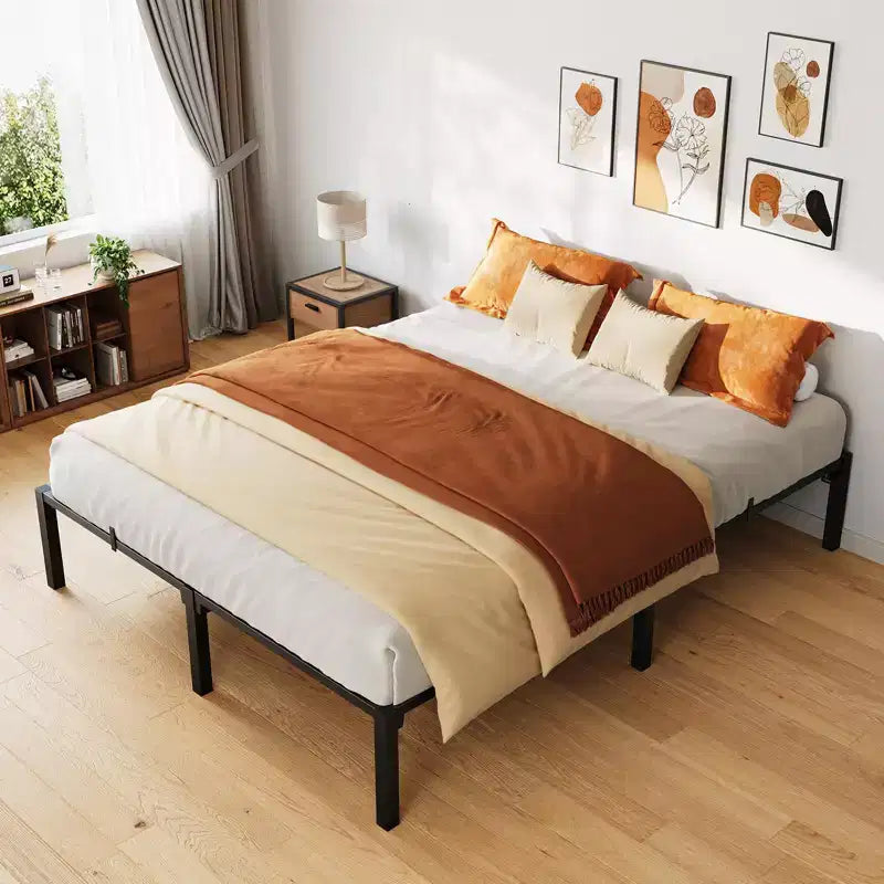Telaio Letto in Metallo, Piattaforma Assemblabile Senza Attrezzi con Robuste Doghe in Acciaio, Nessuna Rete a Molle Necessaria, per Camera degli Ospiti, Bambini o Camera da Letto Piccola
