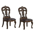 Set di 2 sedie da pranzo Royal Hampton, mensole intagliate, corona con punta dorata, legno marrone