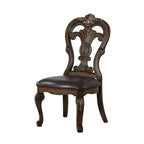 Set di 2 sedie da pranzo Royal Hampton, mensole intagliate, corona con punta dorata, legno marrone