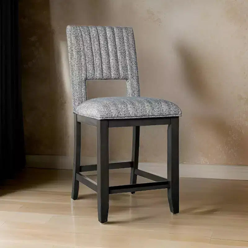 Royal Hampton Counter Height Chair Set of 2, Bluish Gray Fabric Seat and Back