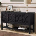 Minimalist Wood Console Table with Storage Cabinet, Modern Entryway Table with Polygonal Door and Bottom Shelf for Study and Living Room