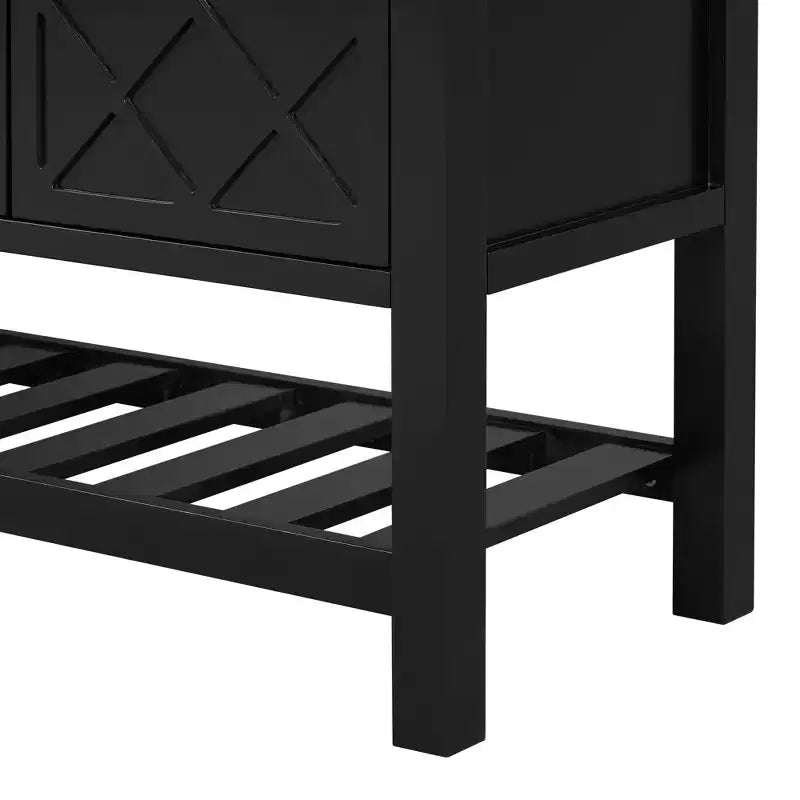 Consolle Minimalista in Legno con Mobiletto Contenitore, Tavolo d'Ingresso Moderno con Anta Poligonale e Ripiano Inferiore per Studio e Soggiorno