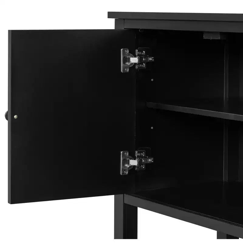 Consolle Minimalista in Legno con Mobiletto Contenitore, Tavolo d'Ingresso Moderno con Anta Poligonale e Ripiano Inferiore per Studio e Soggiorno