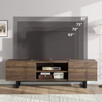 Mobile TV moderno per TV da 65/75/80 pollici, mobile per intrattenimento da 70 con 2 cassetti e ripiani aperti, mobile console multimediale in legno resistente con gambe in metallo