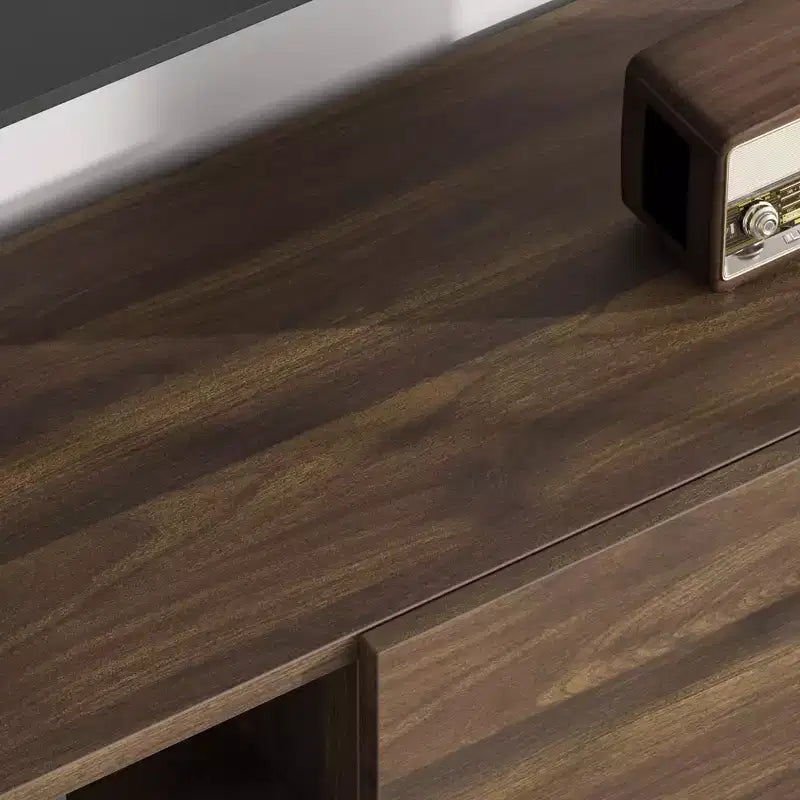 Mobile TV moderno per TV da 65/75/80 pollici, mobile per intrattenimento da 70 con 2 cassetti e ripiani aperti, mobile console multimediale in legno resistente con gambe in metallo