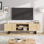 Mobile TV moderno per TV da 65/75/80 pollici, mobile per intrattenimento da 70 con 2 cassetti e ripiani aperti, mobile console multimediale in legno resistente con gambe in metallo