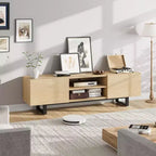 Mobile TV moderno per TV da 65/75/80 pollici, mobile per intrattenimento da 70 con 2 cassetti e ripiani aperti, mobile console multimediale in legno resistente con gambe in metallo