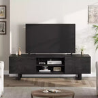 Mobile TV moderno per TV da 65/75/80 pollici, mobile per intrattenimento da 70 con 2 cassetti e ripiani aperti, mobile console multimediale in legno resistente con gambe in metallo