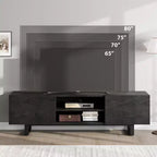 Mobile TV moderno per TV da 65/75/80 pollici, mobile per intrattenimento da 70 con 2 cassetti e ripiani aperti, mobile console multimediale in legno resistente con gambe in metallo