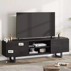 Mobile TV moderno per TV da 65/75/80 pollici, mobile per intrattenimento da 70 con 2 cassetti e ripiani aperti, mobile console multimediale in legno resistente con gambe in metallo