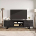 Mobile TV moderno per TV da 65/75/80 pollici, mobile per intrattenimento da 70 con 2 cassetti e ripiani aperti, mobile console multimediale in legno resistente con gambe in metallo