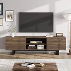 Mobile TV moderno per TV da 65/75/80 pollici, mobile per intrattenimento da 70 con 2 cassetti e ripiani aperti, mobile console multimediale in legno resistente con gambe in metallo