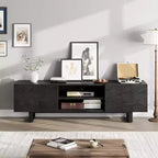 Modern TV Stand for 65/75/80 Inch TV,70 Entertainment Center with 2 Drawers & Open Shelves, Heavy Duty Wooden Media Console Cabinet with Metal Legs