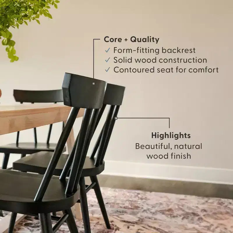 Set di 4 sedie da pranzo Windsor in legno massello Plank+Beam