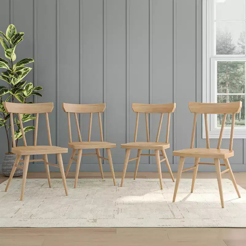 Set di 4 sedie da pranzo Windsor in legno massello Plank+Beam