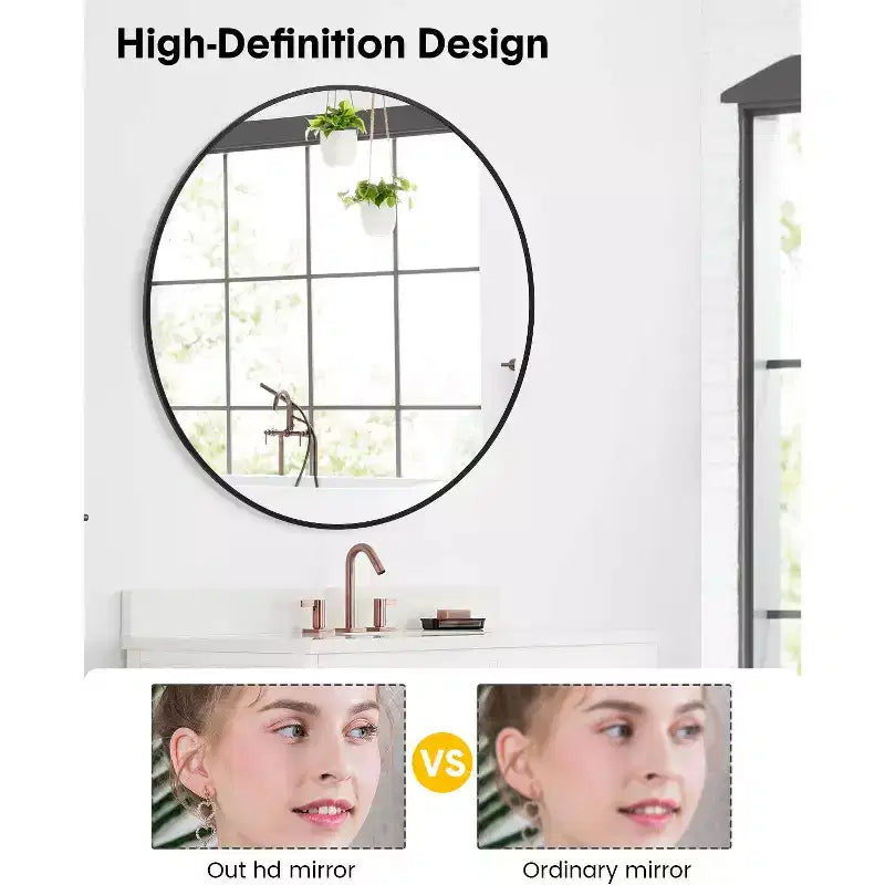 Specchio da bagno, specchio con cornice in metallo, specchio da parete ecologico ad alta definizione, può essere appeso orizzontalmente o verticalmente.
