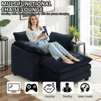 EHMKNP Poltrona Divano Cloud Comoda 101 cm L - Set Sedia Oversize e Pouf in Velluto a Coste, Rivestimento Felpato e Seduta Extra Profonda per Soggiorni di Piccoli Appartamenti
