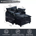 EHMKNP Poltrona Divano Cloud Comoda 101 cm L - Set Sedia Oversize e Pouf in Velluto a Coste, Rivestimento Felpato e Seduta Extra Profonda per Soggiorni di Piccoli Appartamenti