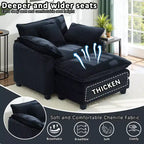 EHMKNP Poltrona Divano Cloud Comoda 101 cm L - Set Sedia Oversize e Pouf in Velluto a Coste, Rivestimento Felpato e Seduta Extra Profonda per Soggiorni di Piccoli Appartamenti