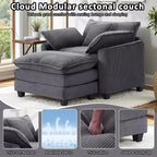 EHMKNP Poltrona Divano Cloud Comoda 101 cm L - Set Sedia Oversize e Pouf in Velluto a Coste, Rivestimento Felpato e Seduta Extra Profonda per Soggiorni di Piccoli Appartamenti