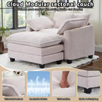 EHMKNP Poltrona Divano Cloud Comoda 101 cm L - Set Sedia Oversize e Pouf in Velluto a Coste, Rivestimento Felpato e Seduta Extra Profonda per Soggiorni di Piccoli Appartamenti