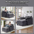 EHMKNP Poltrona Divano Cloud Comoda 101 cm L - Set Sedia Oversize e Pouf in Velluto a Coste, Rivestimento Felpato e Seduta Extra Profonda per Soggiorni di Piccoli Appartamenti